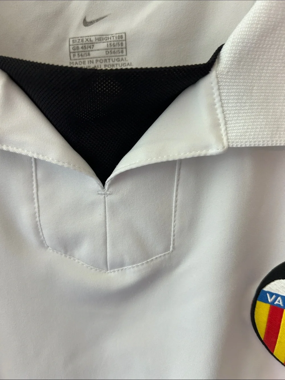 Spain Nike White Valencia CF Short Sleeve Soccer Jersey with Black Trim